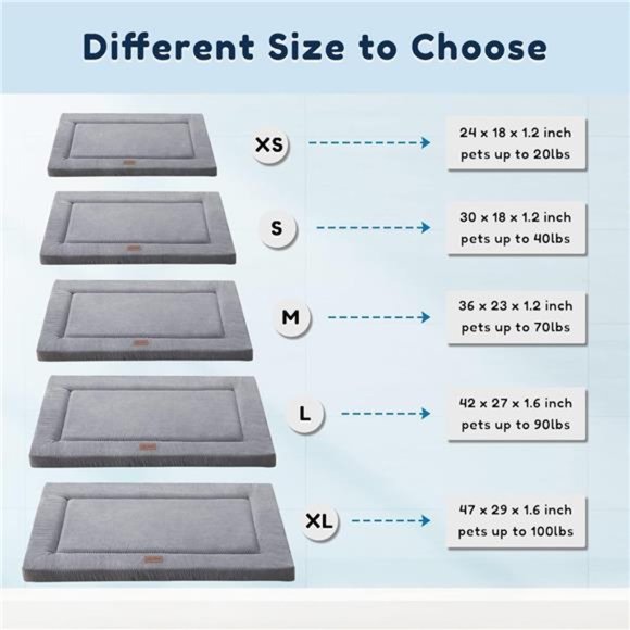 Dog Bed for Crate, High Resilience Foam Dog Crate Mat Kennel Pad with Soft Plush - Picture 3 of 7